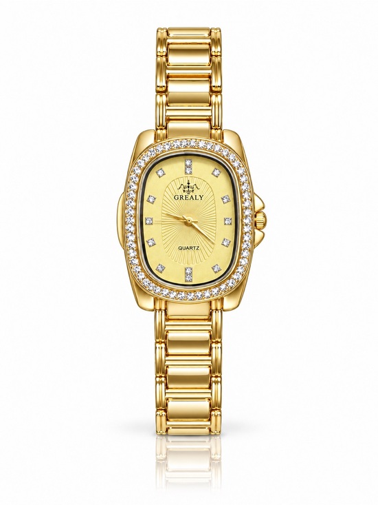 Anthropologie Accessories - Gold Tone Women's Bracelet Watch with Crystal Accent